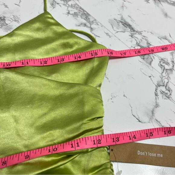 NWT OPT lime satin strappy dress Sz XS - Picture 6 of 8